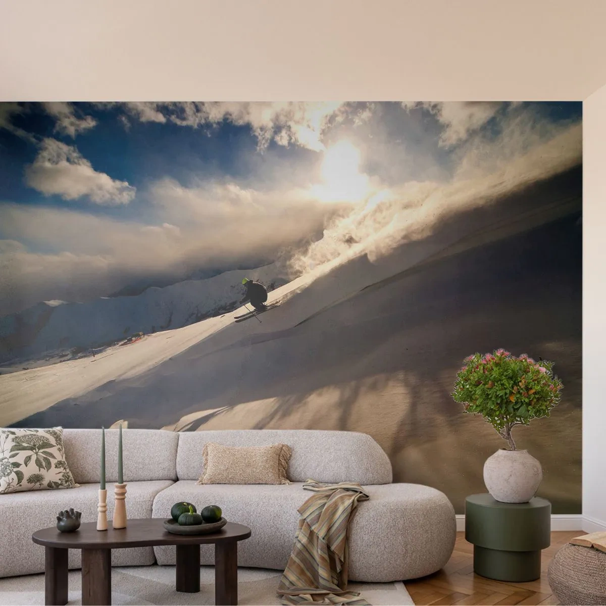 Maßgeschneiderte Fototapete Premium Sand - Bergherausforderung angenommen - Sportarten und Hobbys, Berge, Alpen