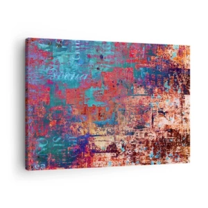 Bild auf Leinwand - Leinwandbild - Eine abstrakte Komposition mit einer Mischung intensiver Farben. - 70x50cm - Erinnerung und Vergessen - Moderne Wanddekoration für Wohnzimmer und Schlafzimmer ARTTOR