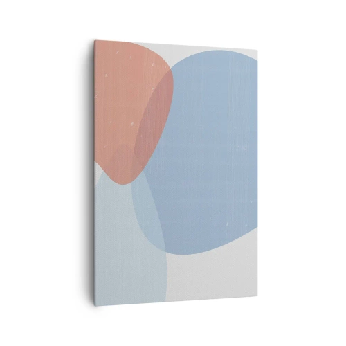 Bild auf Leinwand - Leinwandbild - Eine abstrakte Komposition in Pastelltönen von Blau und Rosa mit organischen Formen. - 70x100cm - Pastellbeziehungen - Moderne Wanddekoration für Wohnzimmer und Schlafzimmer ARTTOR