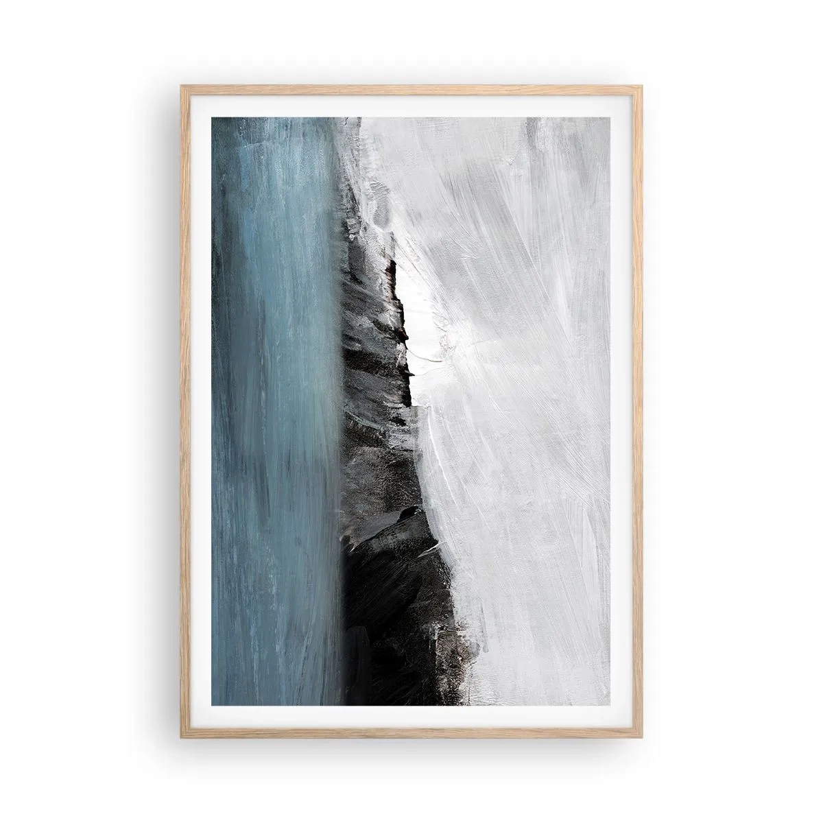 Poster in einem Rahmen aus heller Eiche - Wasser – Erde: Kampf der Naturelemente - 70x100 cm