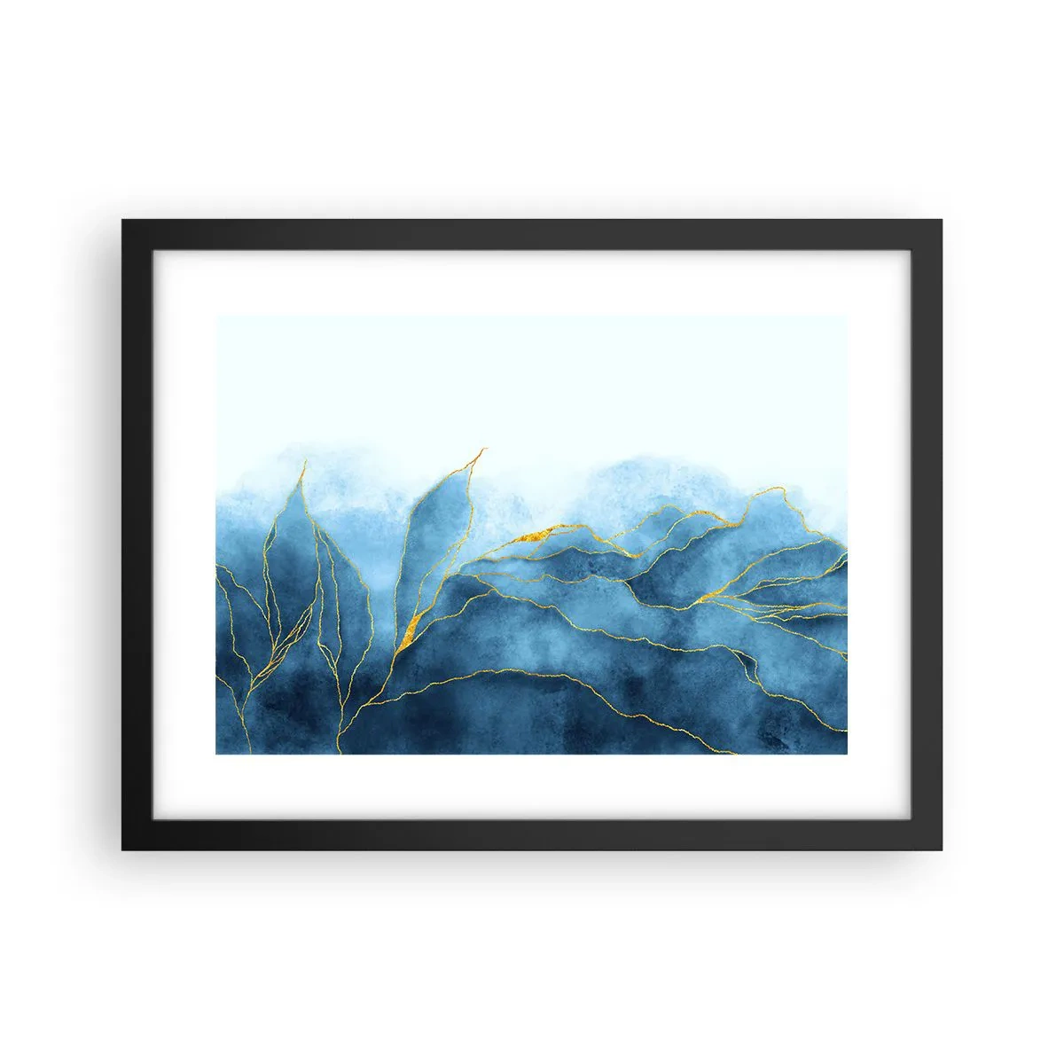 Poster in einem schwarzem Rahmen - Blau im Gold - 40x30 cm