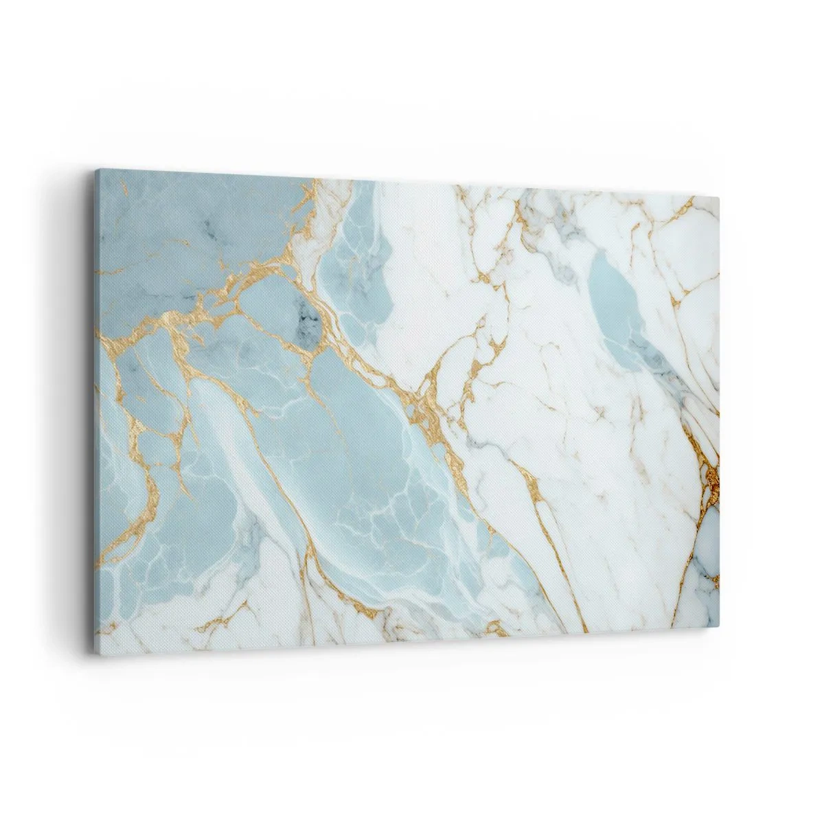 Bild auf Leinwand - Leinwandbild - Blaue und weiße Marmormuster mit zusätzlichen goldenen Adern - 120x80cm - Reichtum des Steins - Moderne Wanddekoration für Wohnzimmer und Schlafzimmer ARTTOR