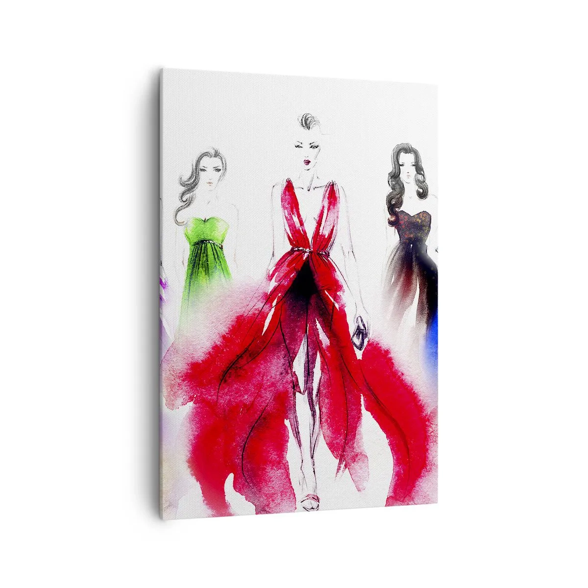 Bild auf Leinwand - Leinwandbild - Modeillustration mit Models in bunten Kleidern - 70x100cm - Stimmungen für Kostüme - Moderne Wanddekoration für Wohnzimmer und Schlafzimmer ARTTOR