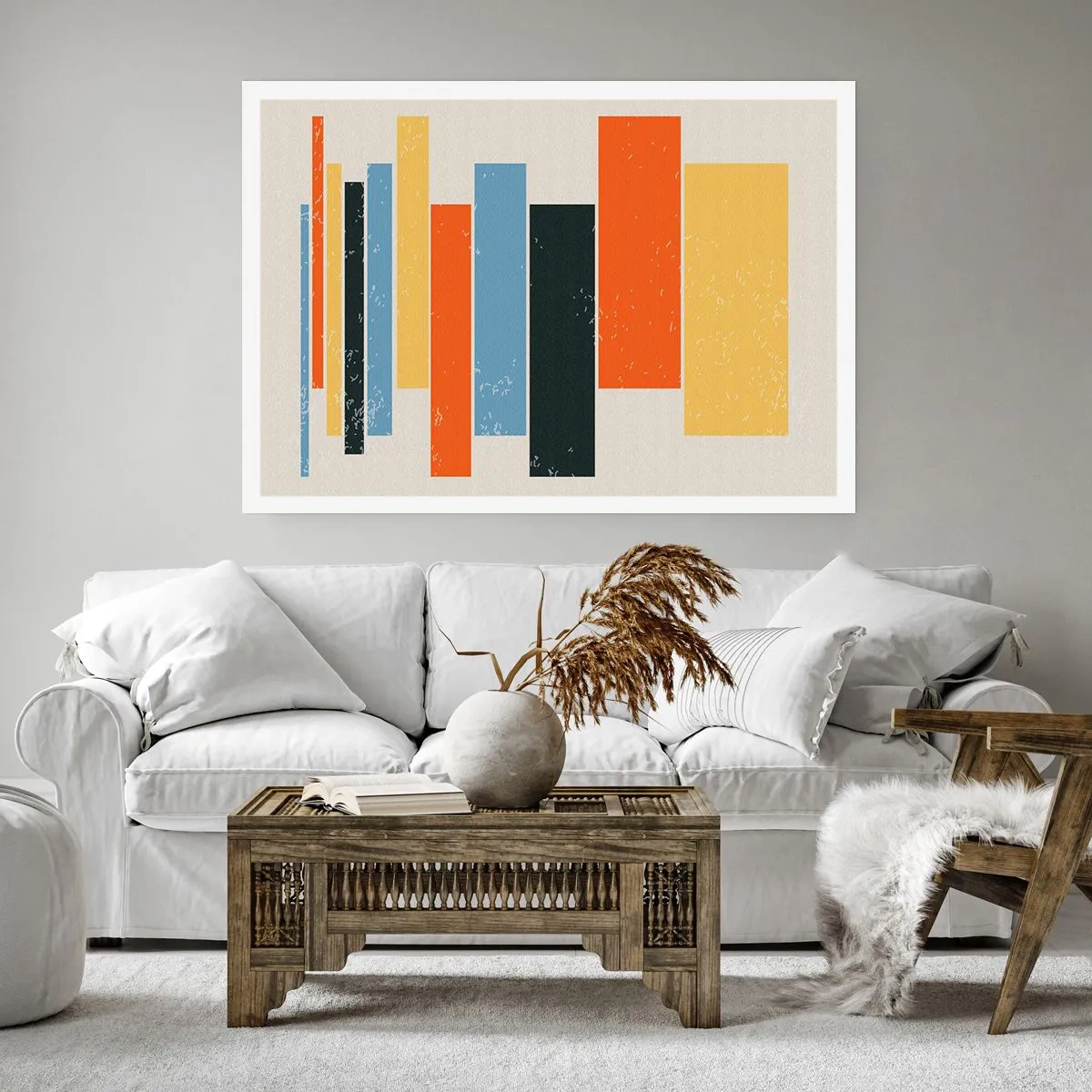 Poster - Bunte Rechtecke in moderner Anordnung - 100x70cm - Musiknotation - Moderne Wanddekoration für Wohnzimmer und Schlafzimmer ARTTOR