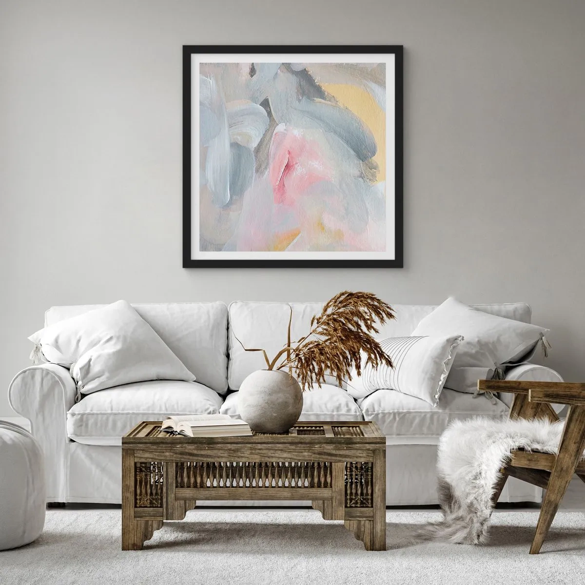 Poster in einem schwarzem Rahmen - In einer Pastellwelt - 60x60 cm