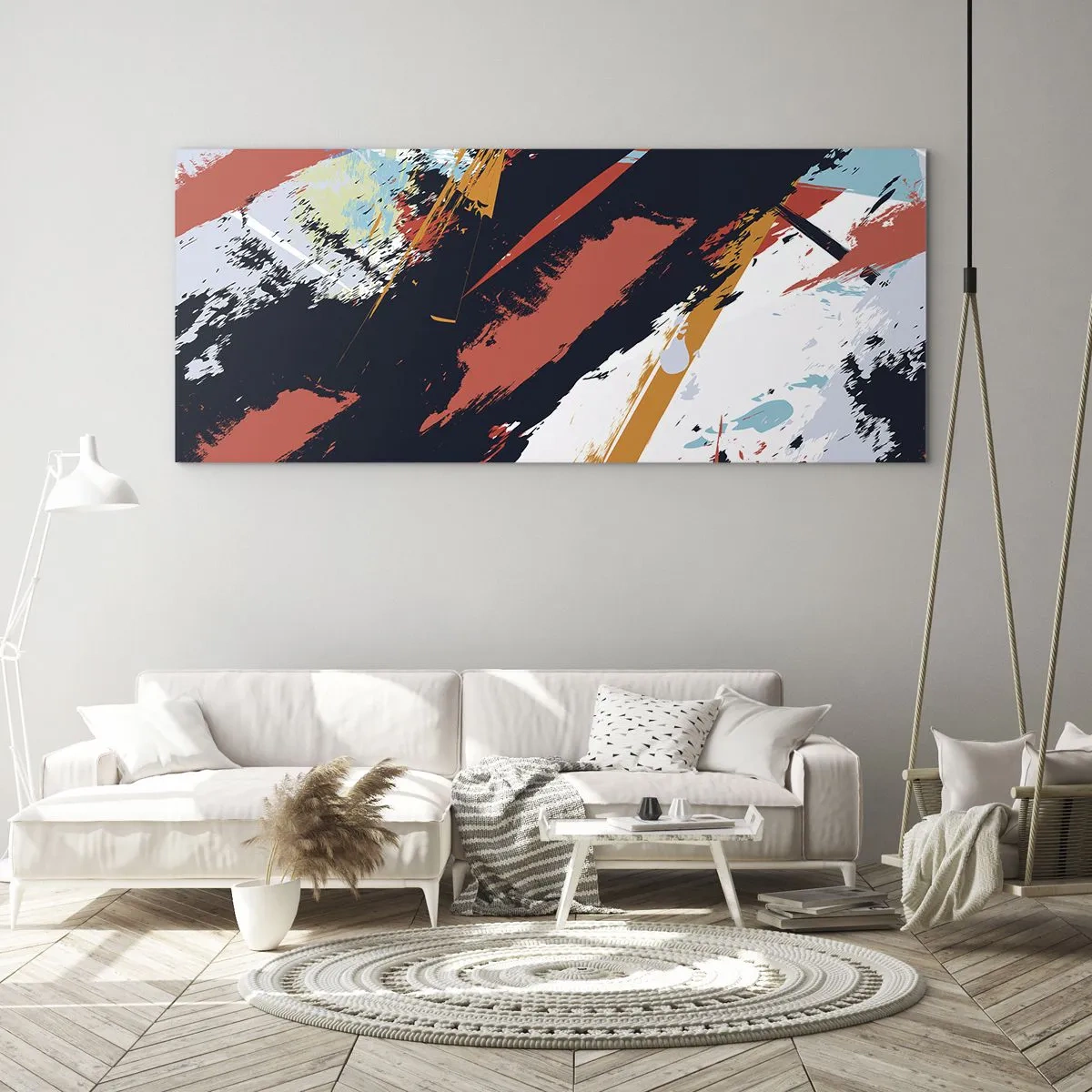 Glasbild - Bild auf glas - Dynamische Komposition - 90x30 cm