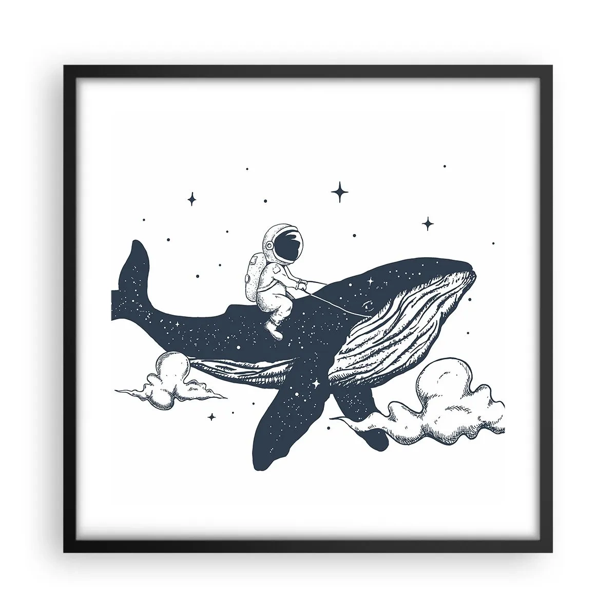 Poster in einem schwarzem Rahmen - Weltraumabenteuer - 50x50 cm