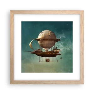 Poster in einem Rahmen aus heller Eiche - Jules Verne sagt Hallo - 30x30 cm