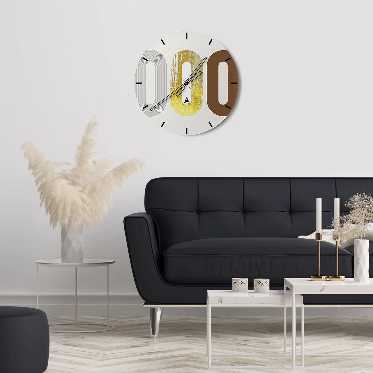 Wanduhr - Glasuhr - Eine abstrakte Komposition aus geometrischen Formen und Texturen - 30x30cm - Oooh! - Moderne Wanddekoration für Wohnzimmer, Küche und Schlafzimmer ARTTOR