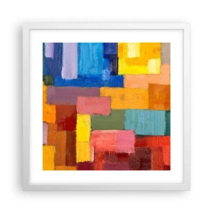 Poster in einem weißen Rahmen - Jeder ist anders, alle bunt - 40x40 cm