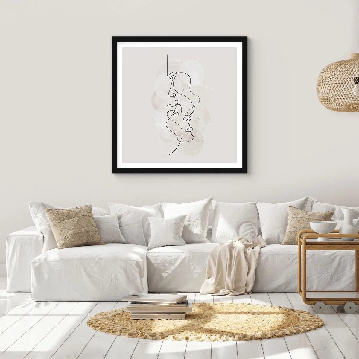 Poster in einem schwarzem Rahmen - Verstrickt in eine Umarmung - 50x50 cm