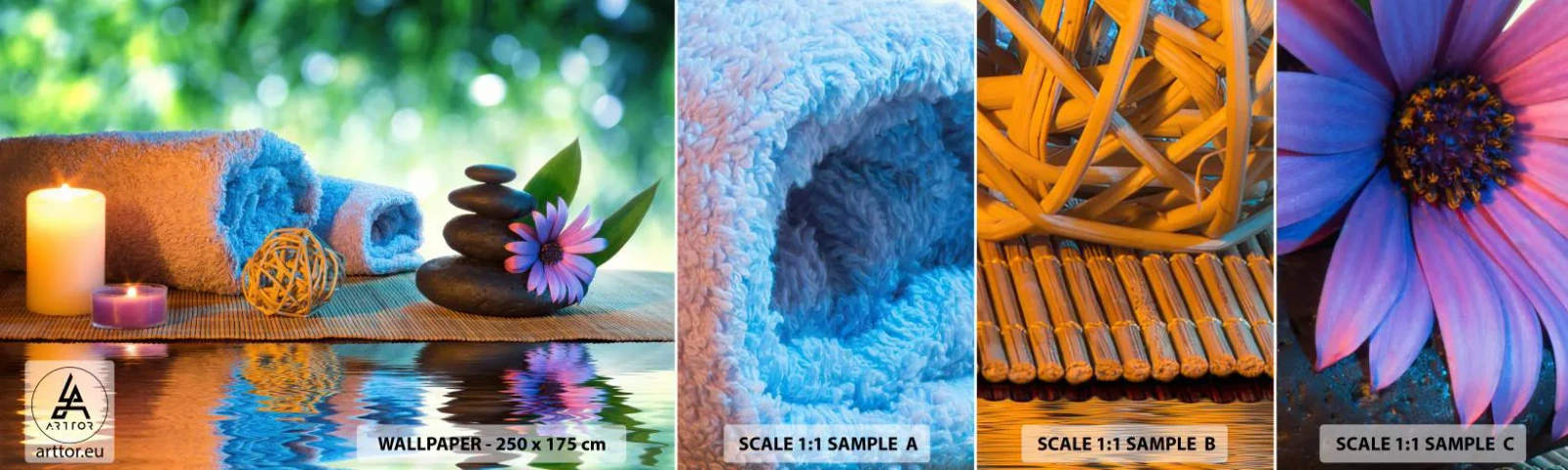 Fototapetenmuster Standard Eco - Zeit für den Körper - Spa, Kerze, Kultur Japan - 100x30 cm