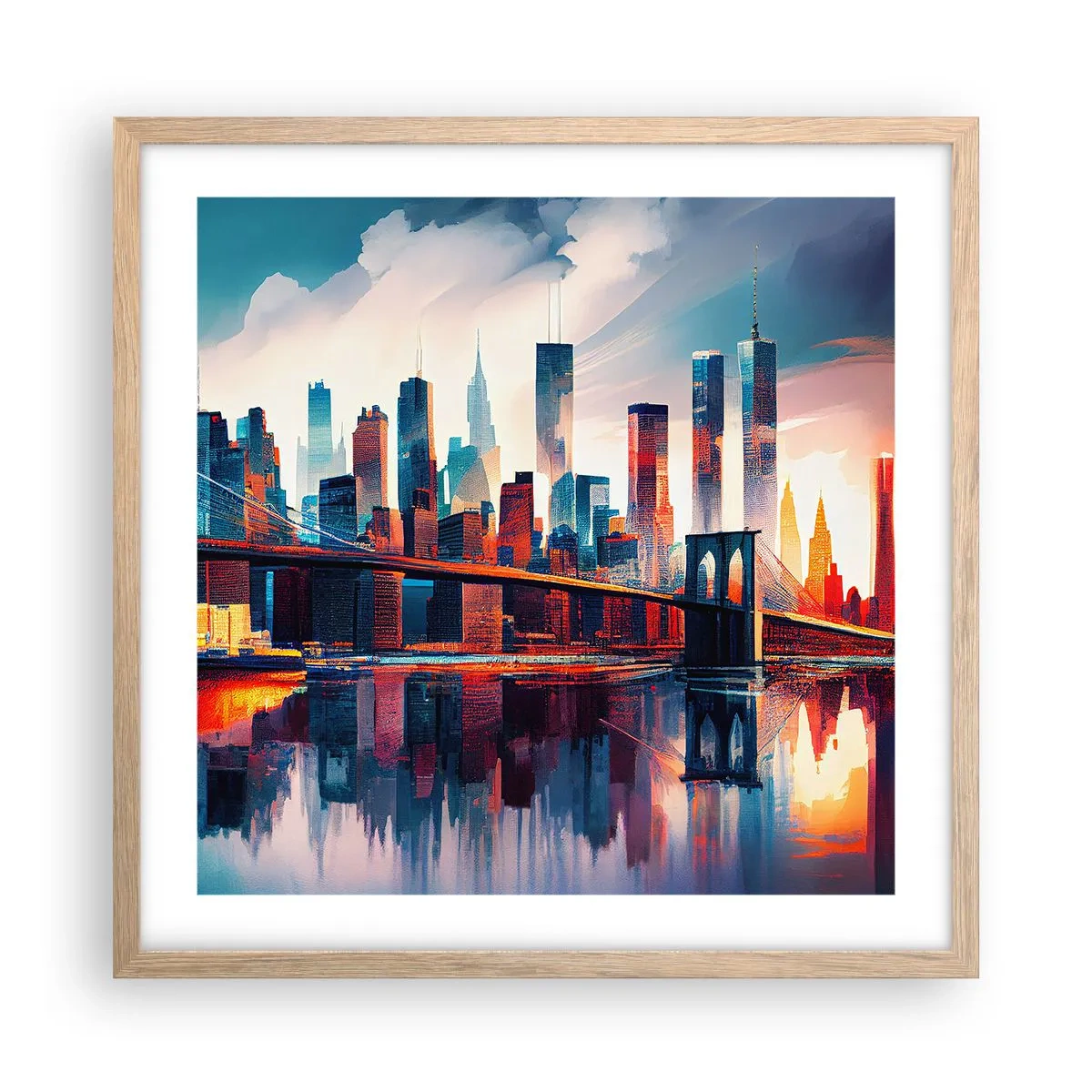 Poster in einem Rahmen aus heller Eiche - Traumhaftes New York - 50x50 cm