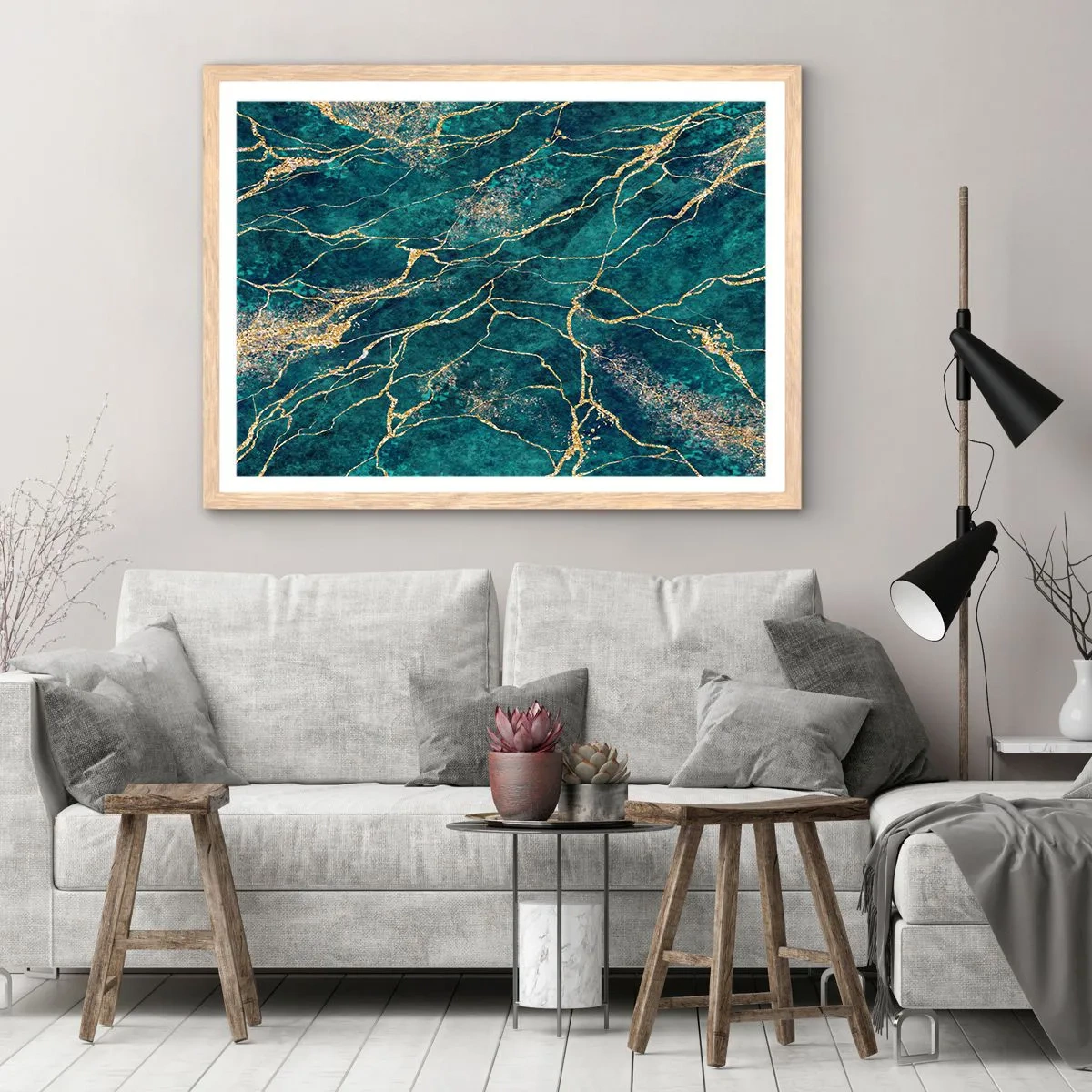 Poster in einem Rahmen aus heller Eiche - Goldmine - 40x30 cm