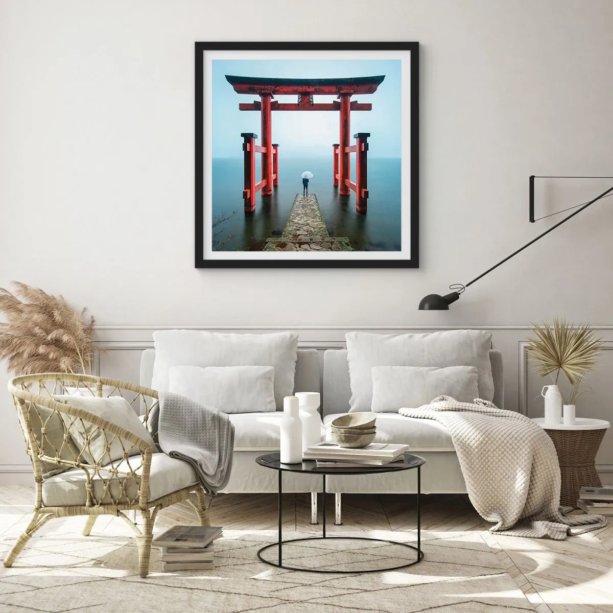 Poster in einem schwarzem Rahmen - Japanische Träumerei - 60x60 cm