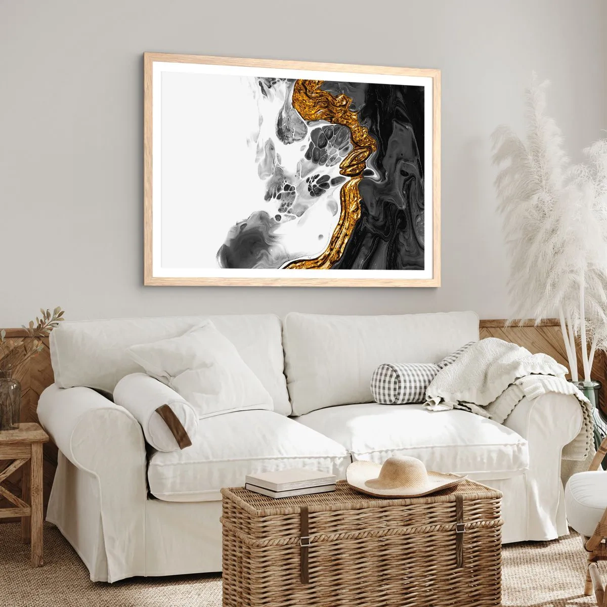 Poster in einem Rahmen aus heller Eiche - Organische Komposition - 50x40 cm