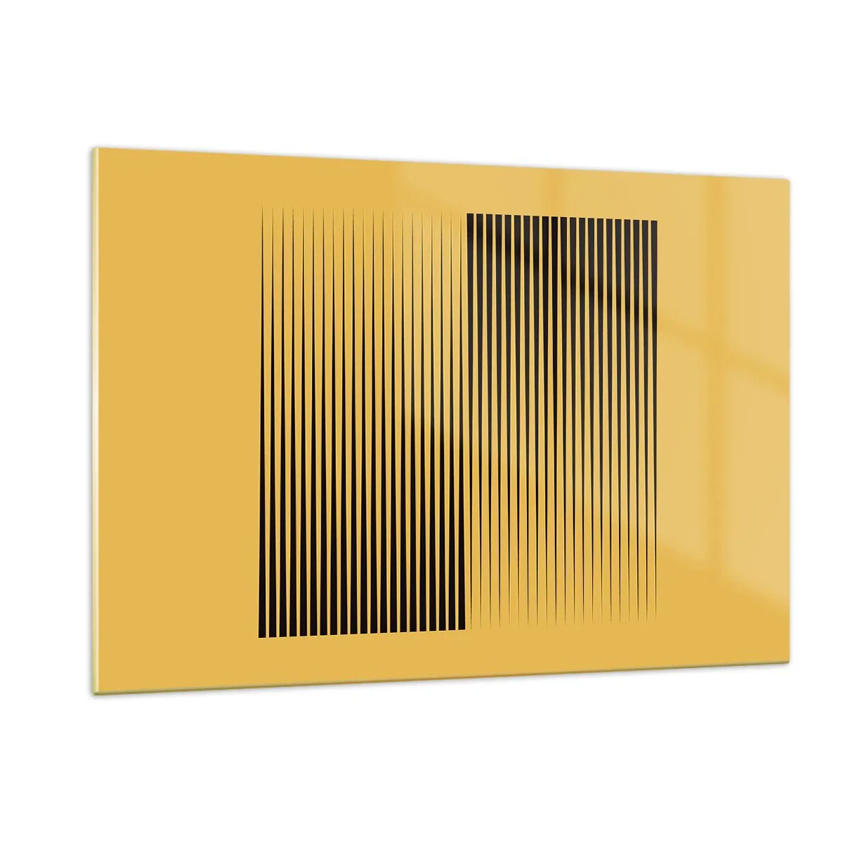 Glasbild - Bild auf glas - Schwarze vertikale Linien erzeugen eine geometrische Illusion - 120x80cm - Quadratur der Gegensätze - Moderne Wanddekoration für Wohnzimmer und Schlafzimmer ARTTOR