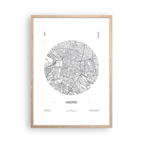 Poster in einem Rahmen aus heller Eiche - Anatomie von Madrid - 50x70 cm
