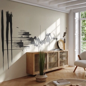 Fototapete Premium Canvas - Minimalistische Abstraktion mit schwarzen Linien auf hellem Hintergrund - 100x70cm - Hastige Abstraktion - Moderne Wanddekoration für Wohnzimmer und Schlafzimmer ARTTOR