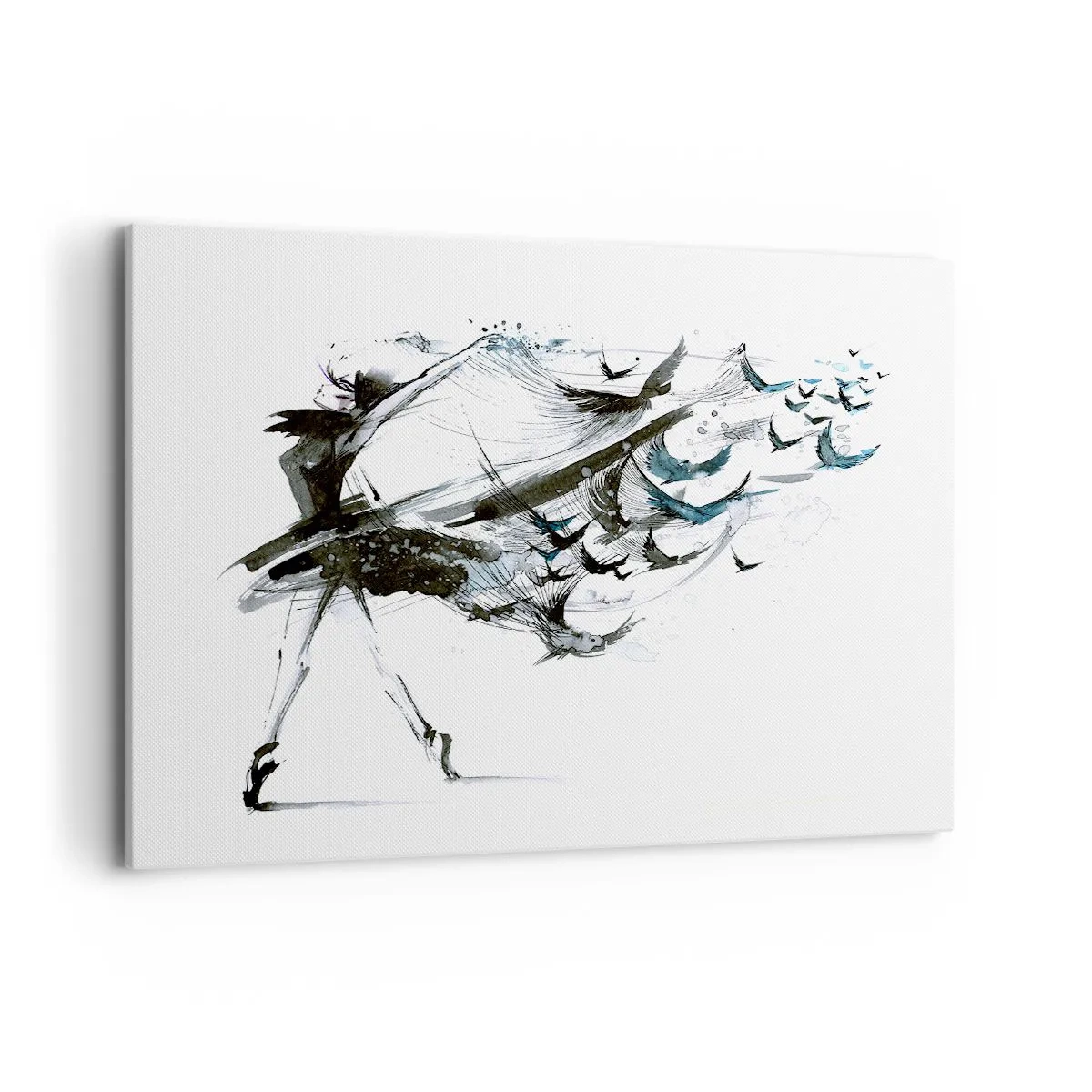 Bild auf Leinwand - Leinwandbild - Eine Tänzerin mit einem dynamischen Kleid in Vogelform - 100x70cm - Die Magie der Musik befreit dich vom Bann - Moderne Wanddekoration für Wohnzimmer und Schlafzimmer ARTTOR