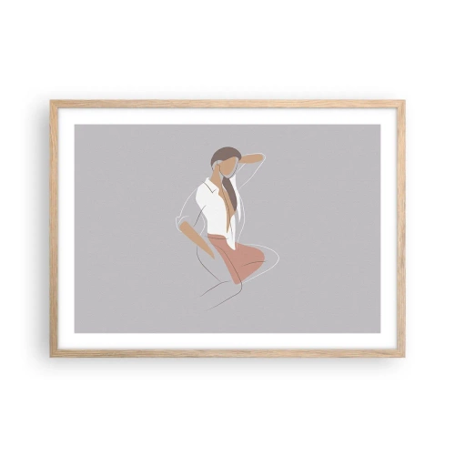 Poster in einem Rahmen aus heller Eiche - Umriss der Anmut - 70x50 cm
