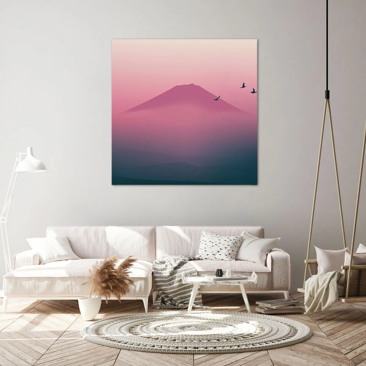 Bild auf Leinwand - Leinwandbild - Wanderer über den Wolken - 70x70 cm