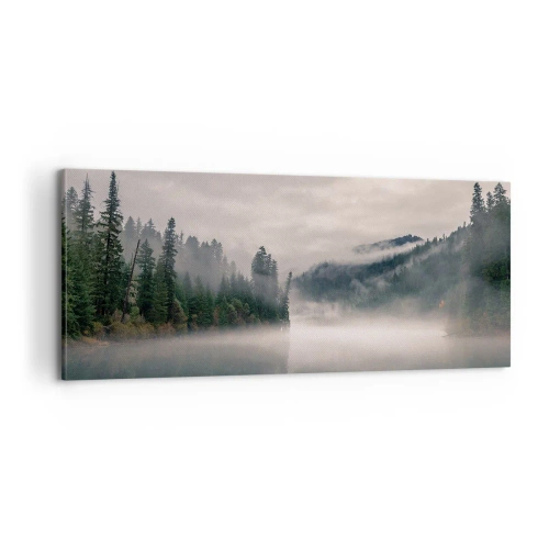 Bild auf Leinwand - Leinwandbild - In Reflexion, im Nebel - 100x40 cm