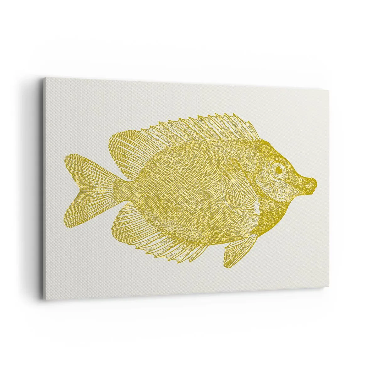 Bild auf Leinwand - Leinwandbild - Vintage Goldfisch auf hellem Hintergrund - 120x80cm - Fisch und das war’s - Moderne Wanddekoration für Wohnzimmer und Schlafzimmer ARTTOR