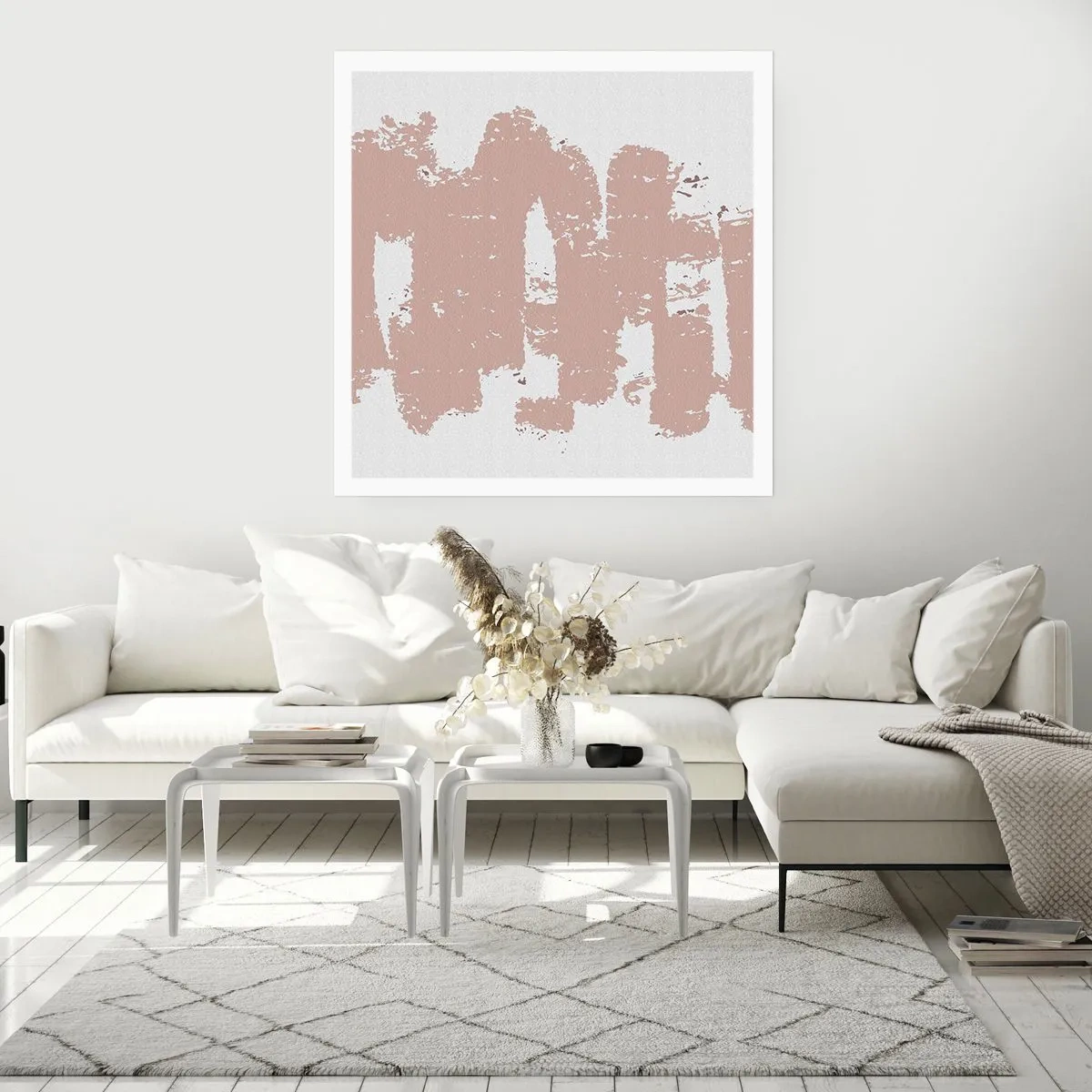 Poster - Abstraktion in zartem Rosa - 40x40 cm