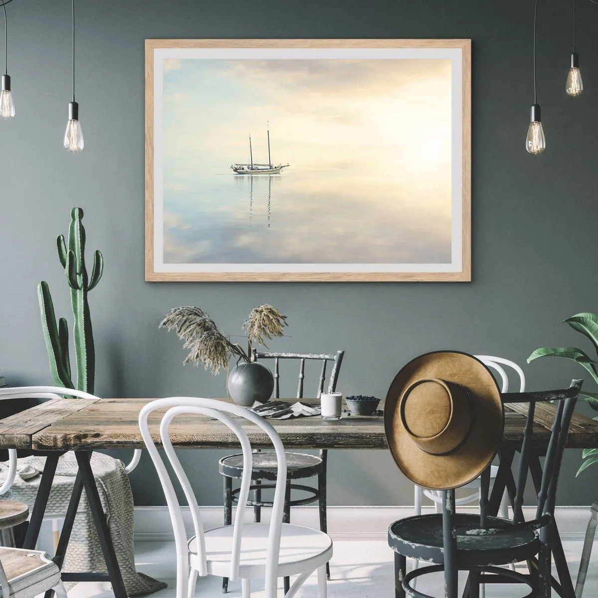 Poster in einem Rahmen aus heller Eiche - Im Meer der Stille - 91x61 cm