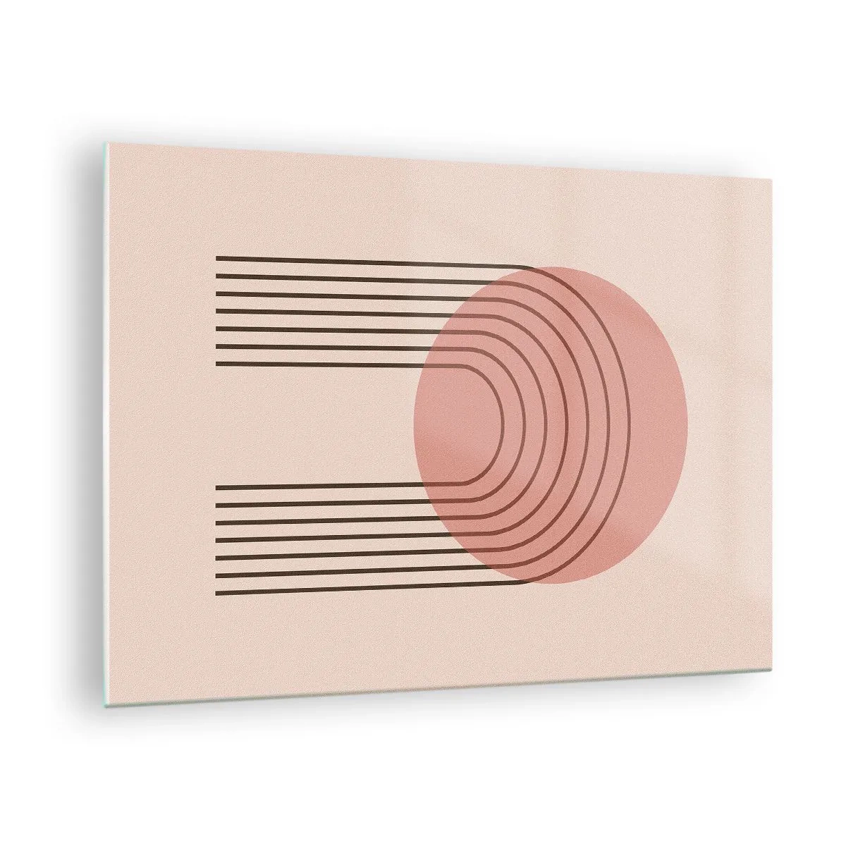 Glasbild - Bild auf glas - Minimalistische geometrische Grafiken in Beigetönen - 70x50cm - Unwiderstehliche Anziehungskraft - Moderne Wanddekoration für Wohnzimmer und Schlafzimmer ARTTOR
