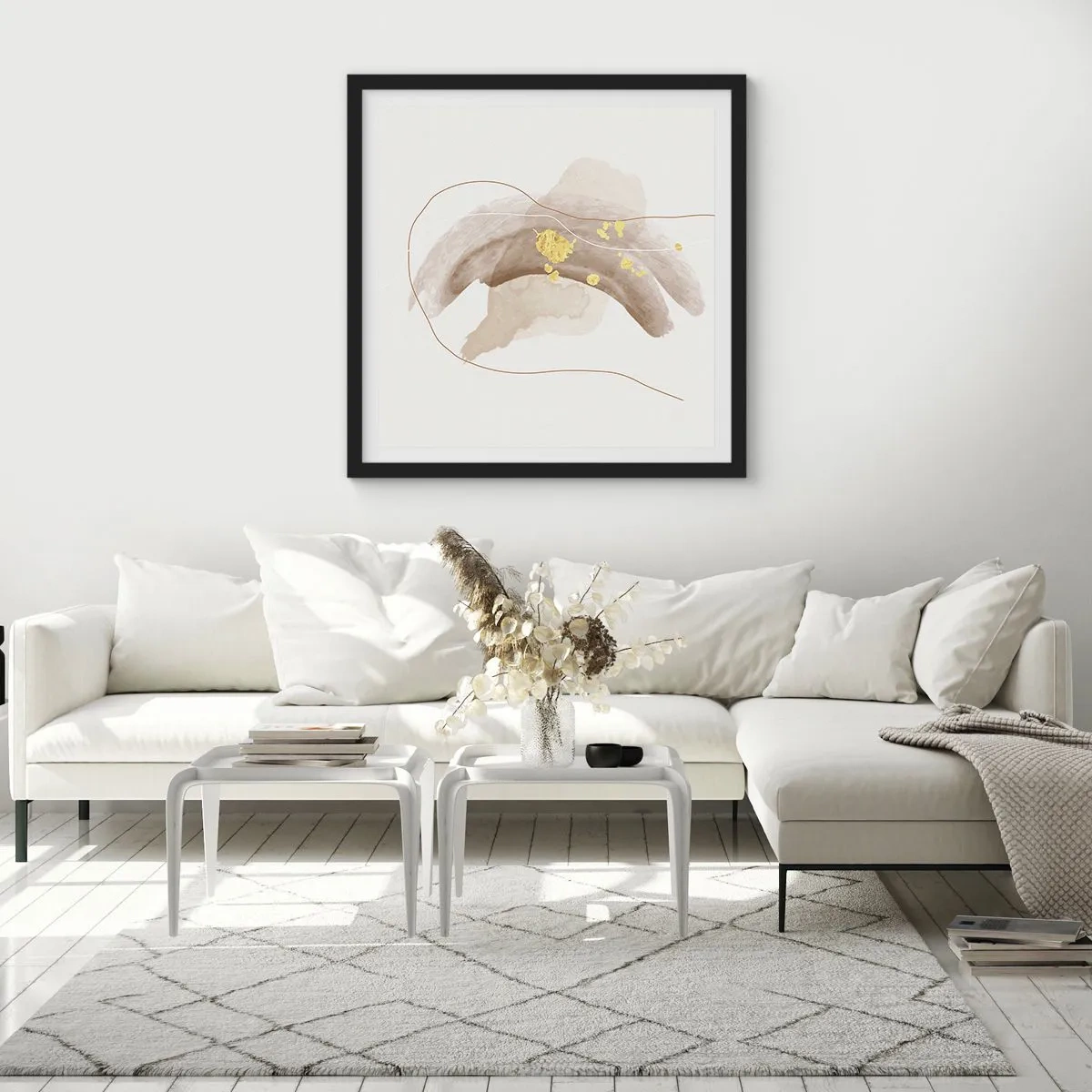 Poster in einem schwarzem Rahmen - Im Weltraum begegnet - 60x60 cm