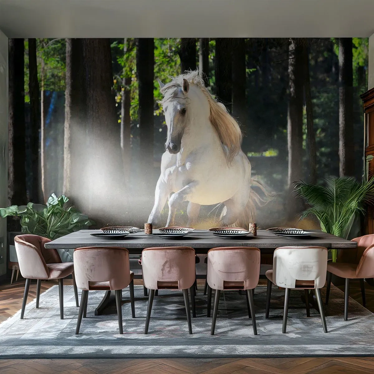 Fototapete Premium Sand - Wie aus einem Fantasy-Roman - Tiere, Pferd, Landschaft - 350x256 cm