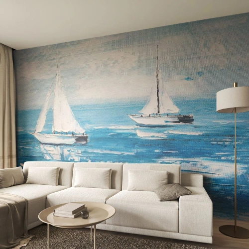 Fototapete Standard Eco - Mit Freund an der Seite - Landschaft, Segelboote, Nautisch - 150x105 cm