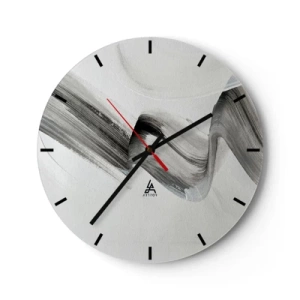 Wanduhr - Glasuhr - Grauer abstrakter Pinselstrich auf hellem Hintergrund - 30x30cm - Lässig zum Spaß - Moderne Wanddekoration für Wohnzimmer, Küche und Schlafzimmer ARTTOR