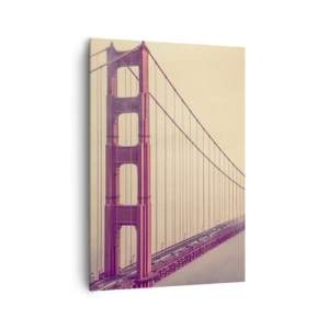 Bild auf Leinwand - Leinwandbild - Eine Brücke im Nebel in Pastelltönen, ein Symbol für Eleganz und Frieden - 70x100cm - Zwischen Himmel und Erde - Moderne Wanddekoration für Wohnzimmer und Schlafzimmer ARTTOR