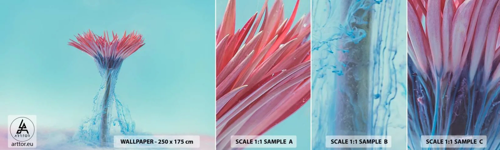 Fototapetenmuster Standard Eco - In einer belebenden Umarmung - Abstraktion, Blume, Stück - 100x30 cm