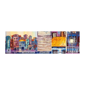 Fototapeten Muster Selbstklebend Deluxe Sticker - Stadt wie aus einem Märchen - Stück, Mietshäuser, Stadt - 100x30 cm