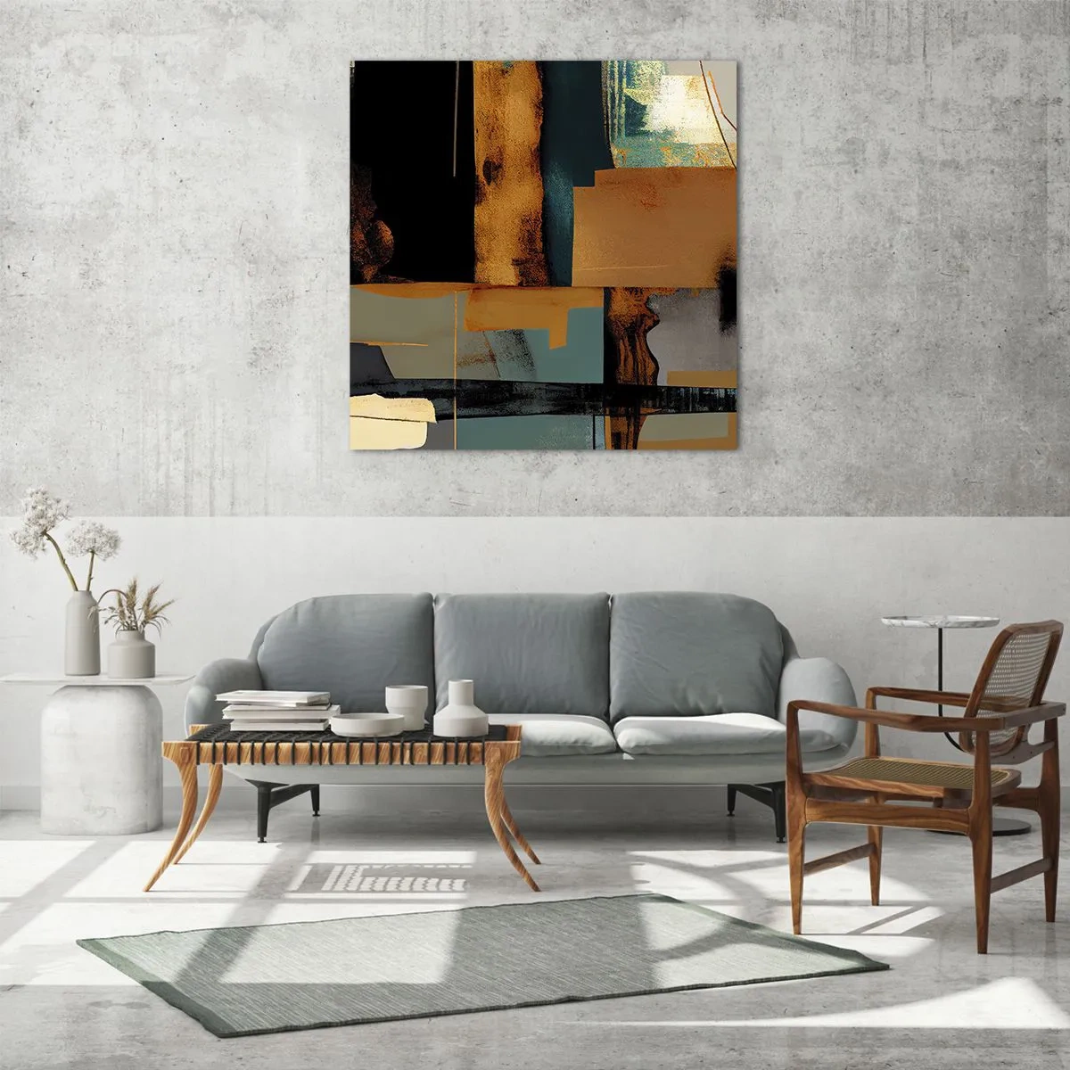 Glasbild - Bild auf glas - Abstraktion – Licht und Schatten - 70x70 cm