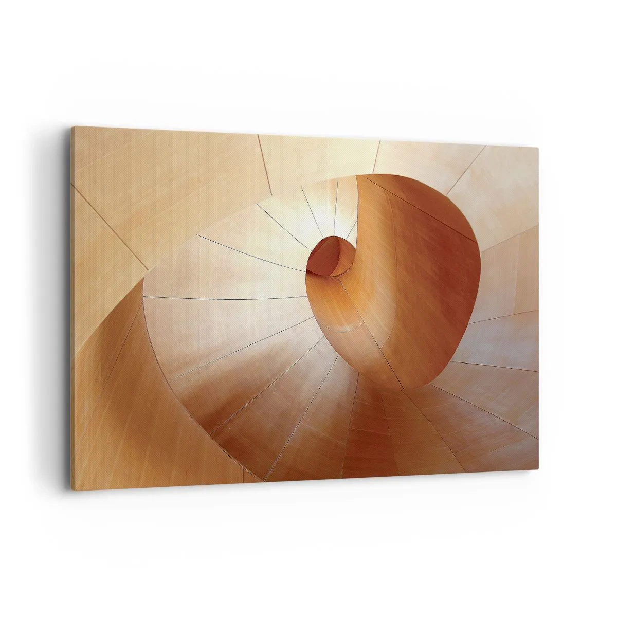 Bild auf Leinwand - Leinwandbild - Abstrakte Spirale in Holz- und Hellbrauntönen - 100x70cm - Architektonische Serpentine - Moderne Wanddekoration für Wohnzimmer und Schlafzimmer ARTTOR
