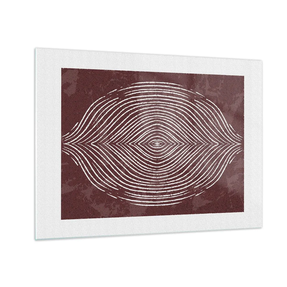 Glasbild - Bild auf glas - Symmetrische Linien in Form eines Auges auf burgunderfarbenem Hintergrund - 70x50cm - Der Raum spricht - Moderne Wanddekoration für Wohnzimmer und Schlafzimmer ARTTOR