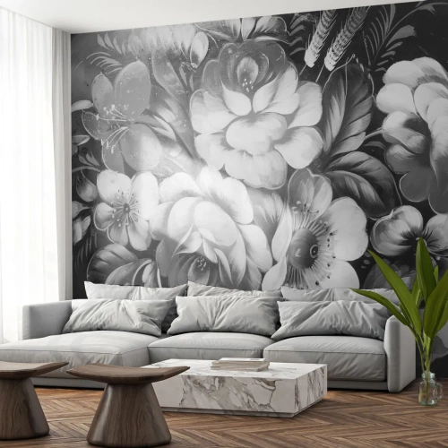 Selbstklebende Fototapete Deluxe Sticker - Schön auch in Grau - Abstraktion, Blumen, Stück - 400x280 cm