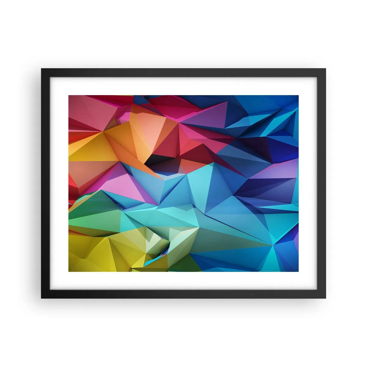 Poster in einem schwarzem Rahmen - Regenbogen-Origami - 50x40 cm