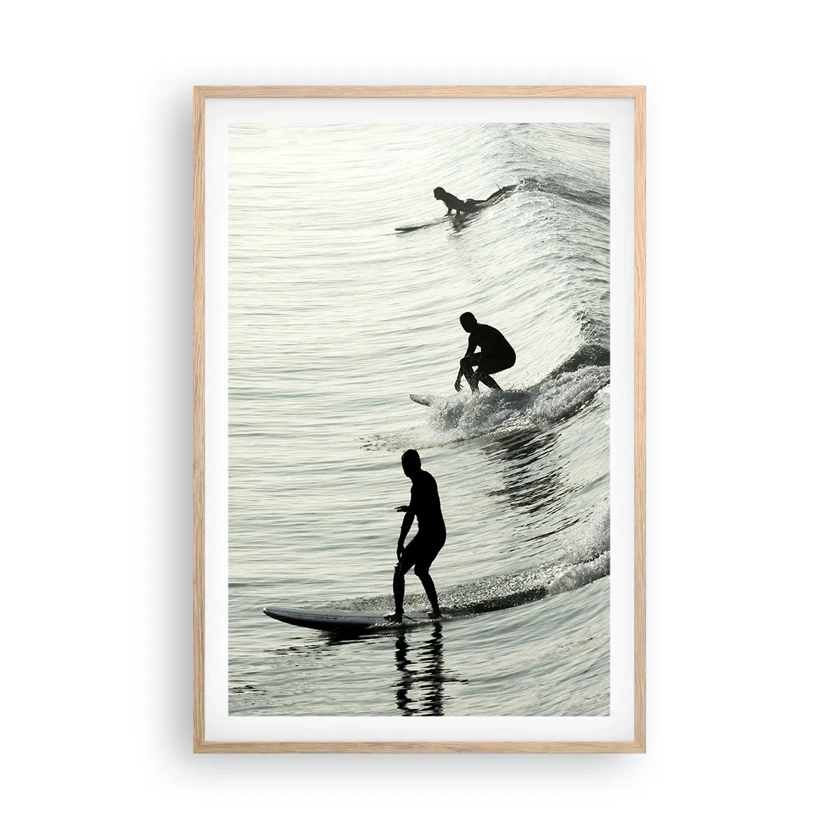 Poster in einem Rahmen aus heller Eiche - Gegen die Welle - 61x91 cm