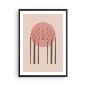 Poster in einem schwarzem Rahmen - Eine minimalistische Abstraktion mit Bögen in Rosa- und Beigetönen. - 50x70cm - Unwiderstehliche Anziehungskraft - Moderne Wanddekoration für Wohnzimmer und Schlafzimmer ARTTOR