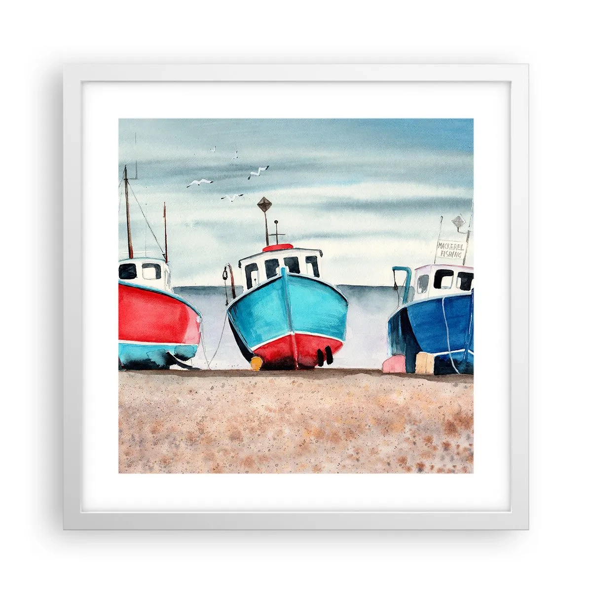 Poster in einem weißen Rahmen - Bereit zum Fang - 40x40 cm