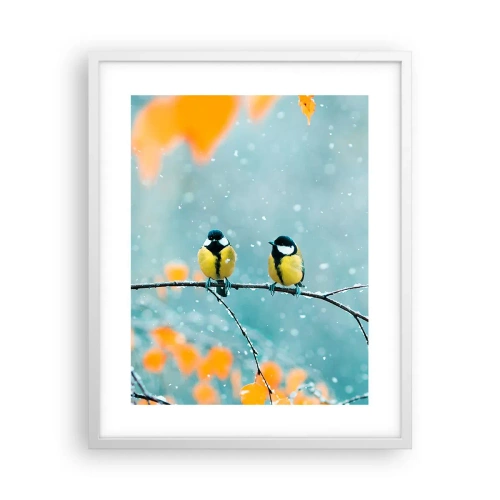 Poster in einem weißen Rahmen - Vogelklatsch - 40x50 cm