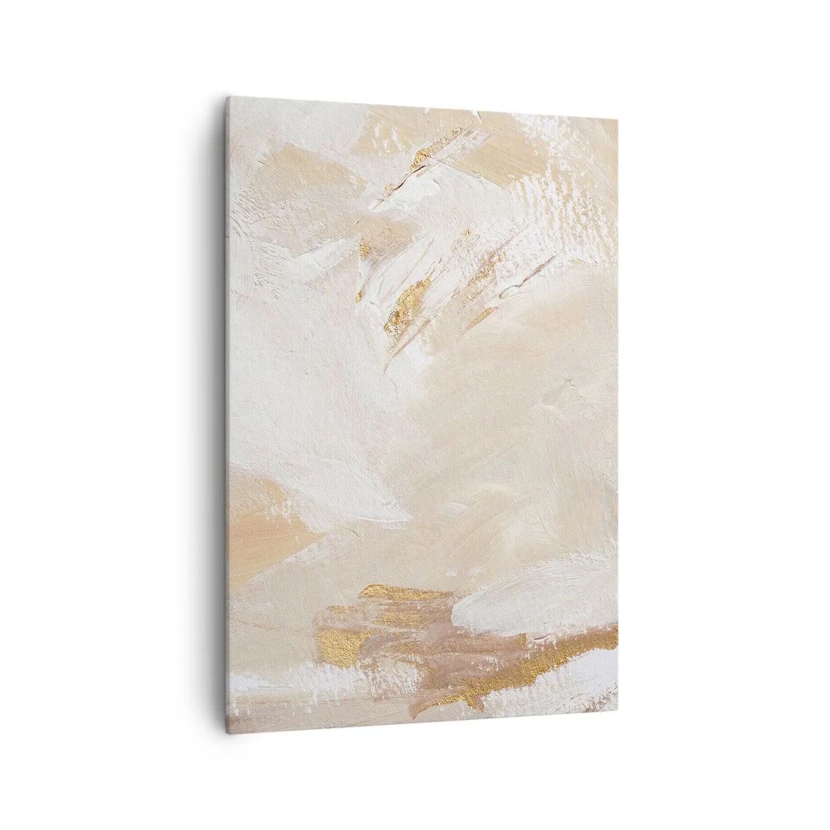 Bild auf Leinwand - Leinwandbild - Zarte abstrakte Töne in Beige- und Goldtönen - 70x100cm - Pastellkomposition - Moderne Wanddekoration für Wohnzimmer und Schlafzimmer ARTTOR