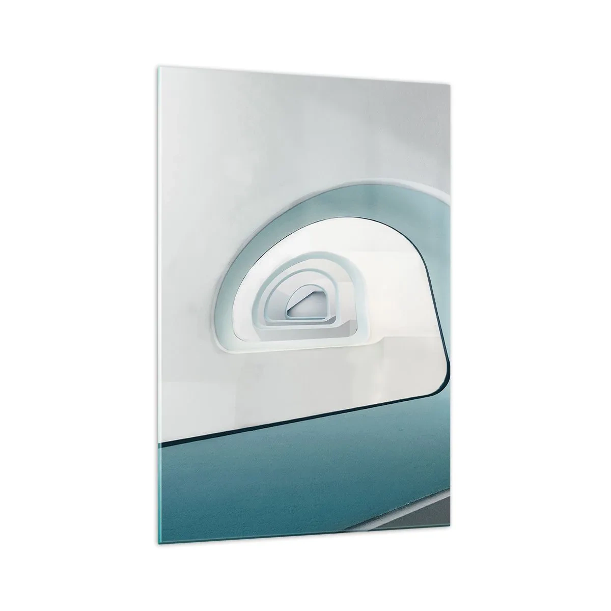 Glasbild - Bild auf glas - Minimalistische Architektur mit abgerundeten Linien - 70x100cm - Bis zum Ende des Blaus - Moderne Wanddekoration für Wohnzimmer und Schlafzimmer ARTTOR