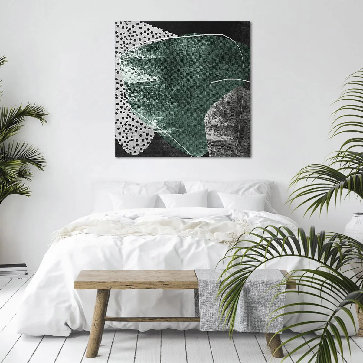 Bild auf Leinwand - Leinwandbild - Bunte Abstraktion mit Blattgold - 50x50 cm